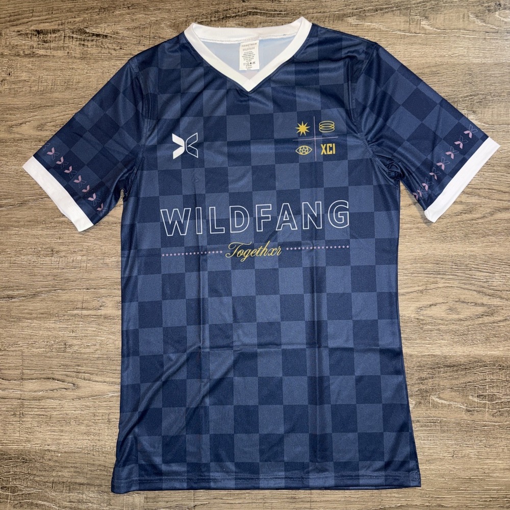 Togethxr x Wildfang Collab Jersey, Checkered Pattern, Blue, Size S NEW